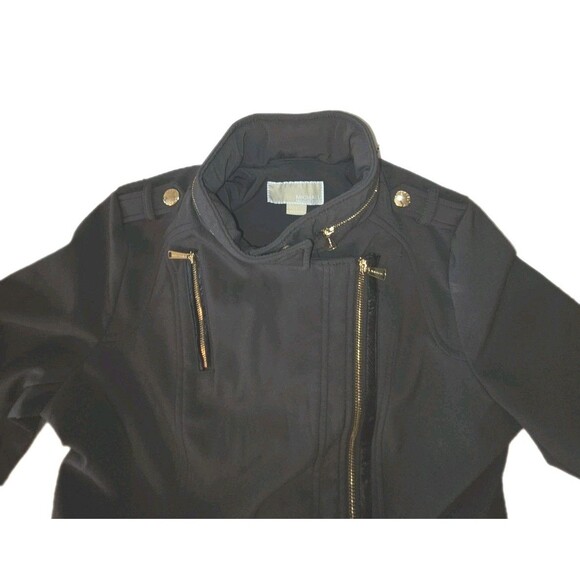 Michael Kors Size S Gray Asymmetrical Zip Belted‎ Coat Jacket w/Faux Fur Lined - Picture 1 of 12